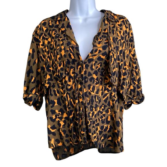 Vintage Componix Women's Cheetah Button Up Blouse Size 6 Mob Wife 80’s Glam Vibe - Picture 1 of 9